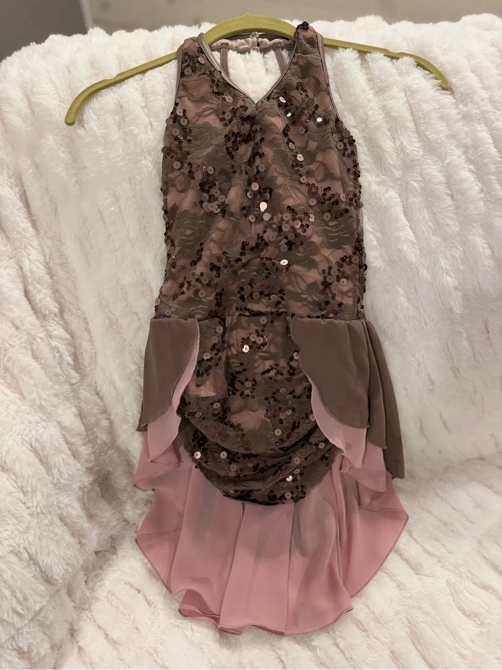 Weissman “Fake Plastic Trees” Halter Dance Dress in Mauve and Blush